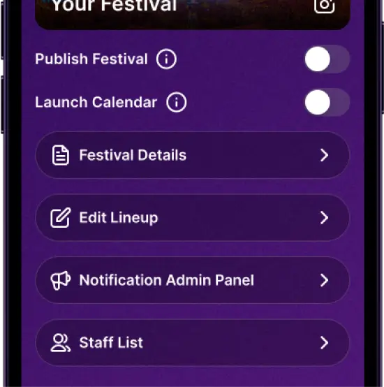 mobile app for festivals - admin panel