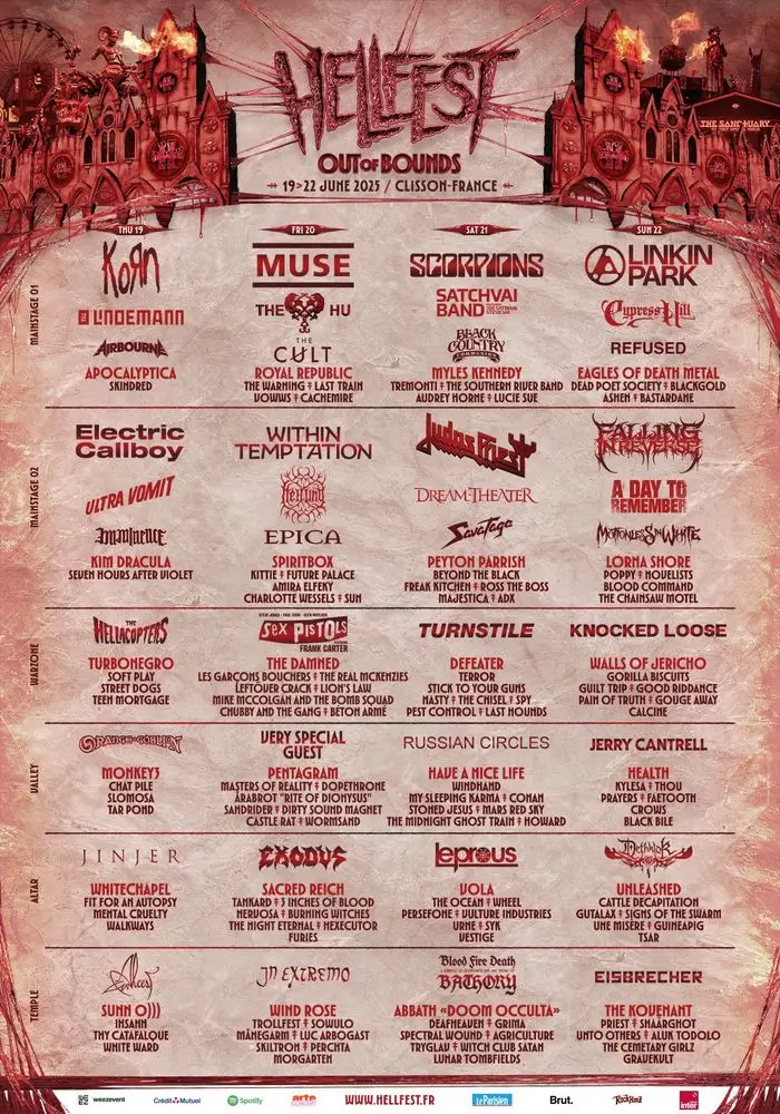 Lineup for Hellfest 2025