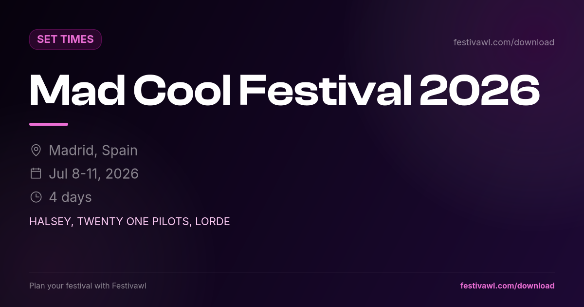 Mad Cool Festival – Set Times 2026