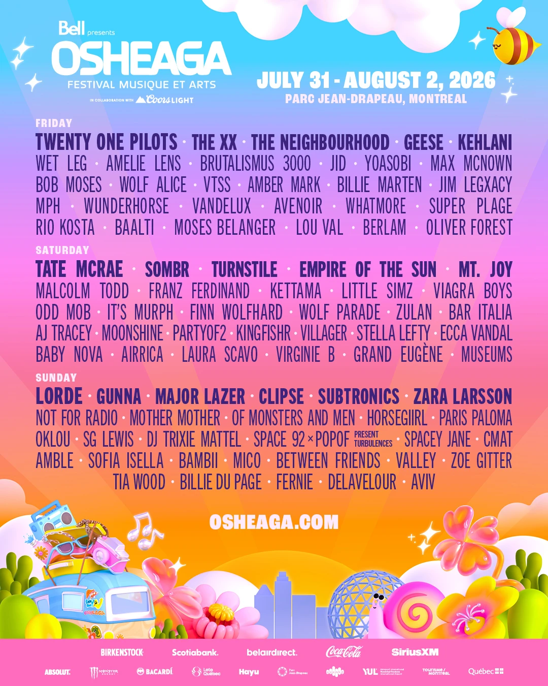 Osheaga 2026 Lineup