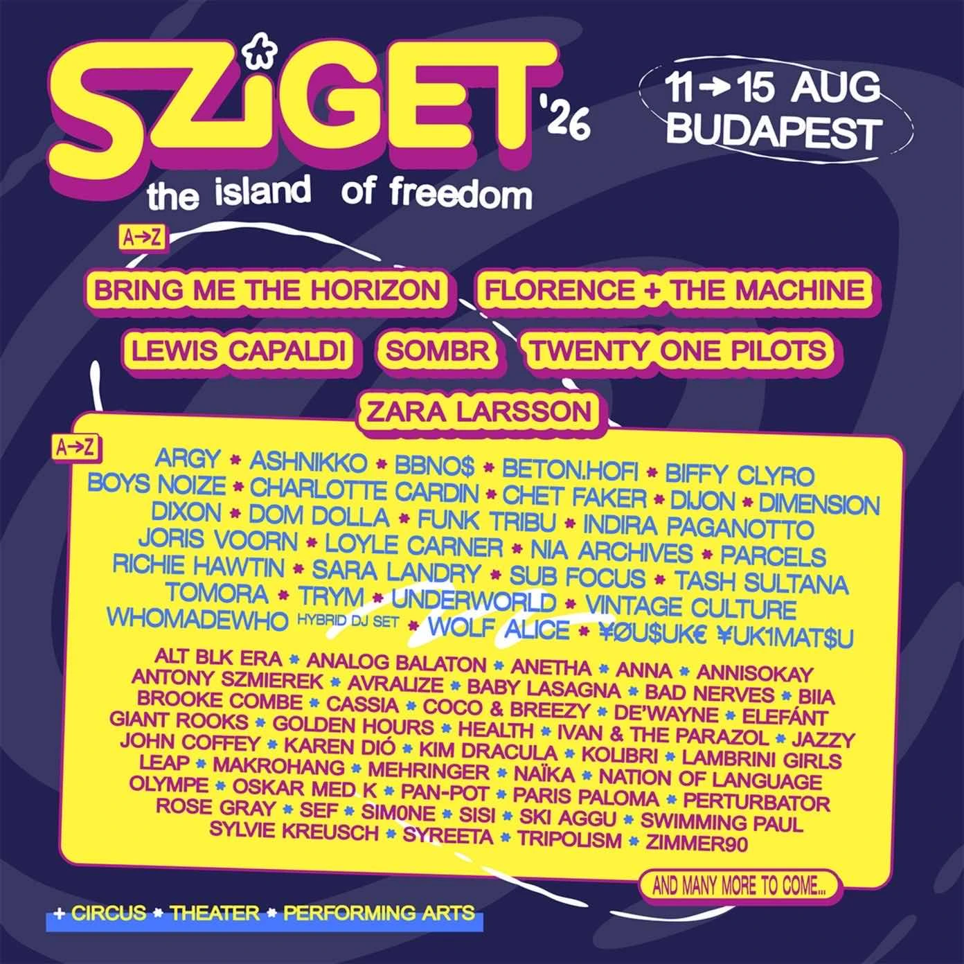 Sziget Festival 2026 Lineup