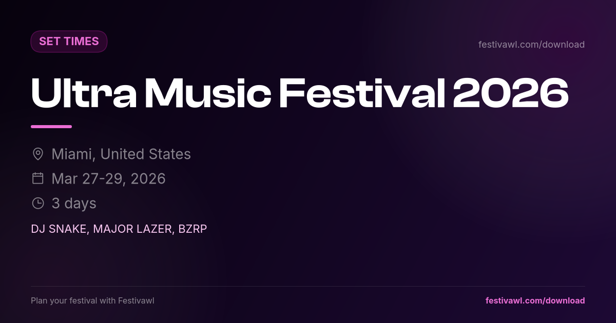 Ultra Music Festival – Set Times 2026