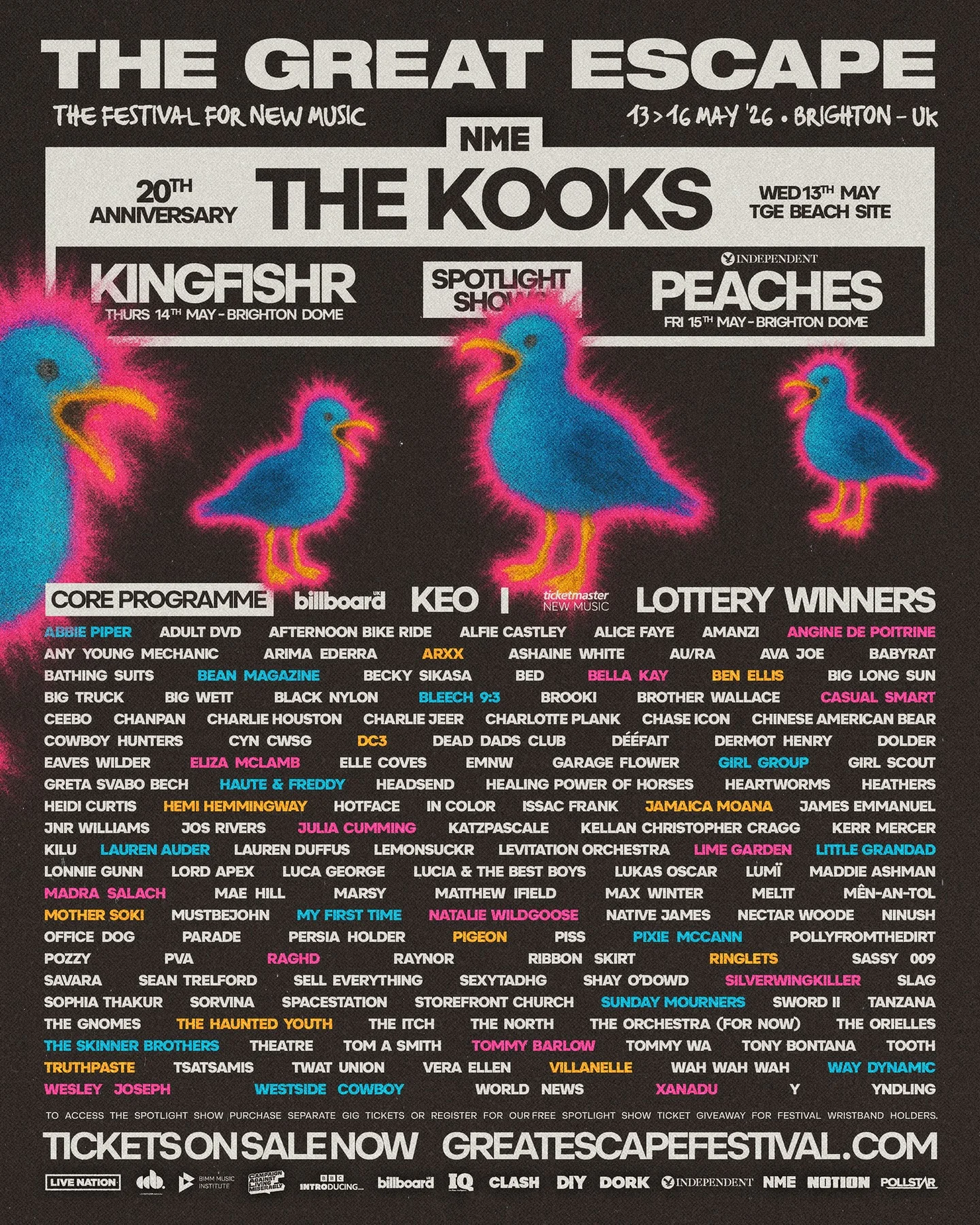 The Great Escape 2026: The Kooks, Kingfishr and Peaches Lead Brighton's 20th Anniversary Bill
