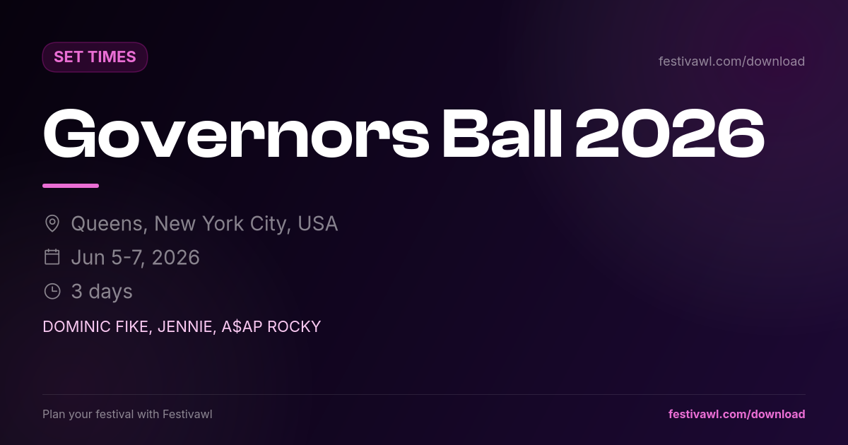 Governors Ball – Set Times 2026