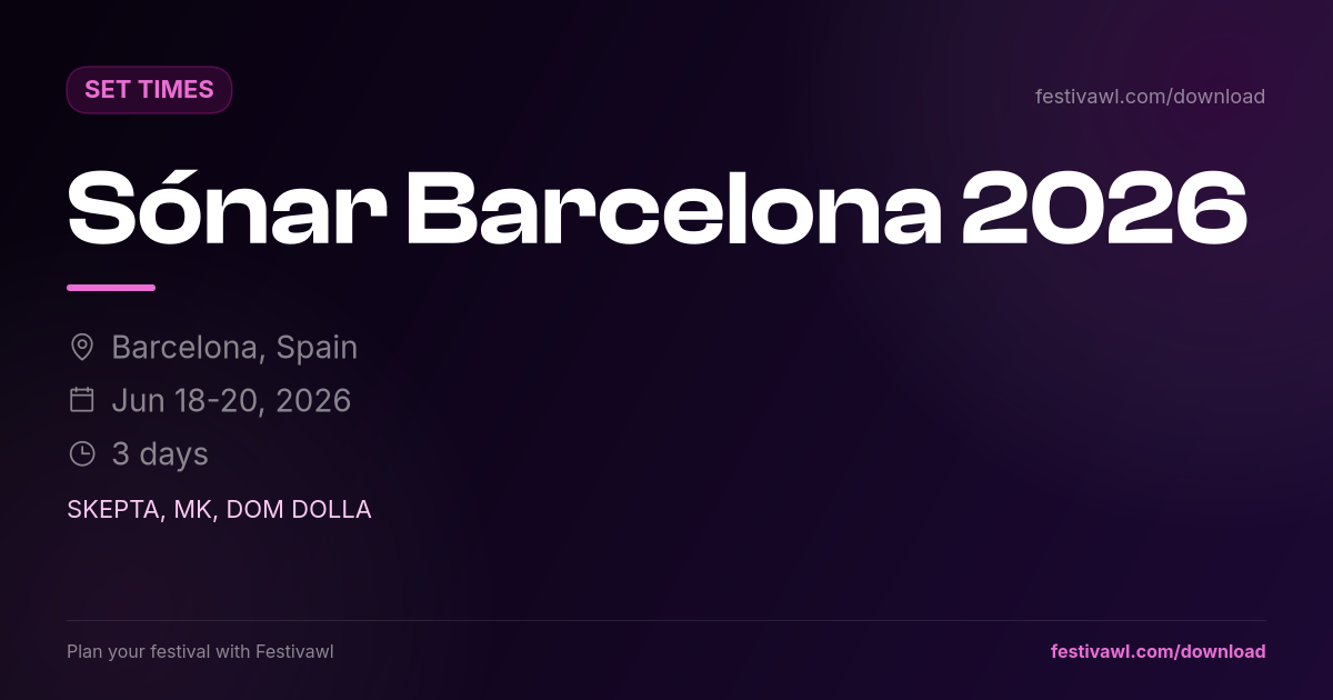Sónar Barcelona – Set Times 2026
