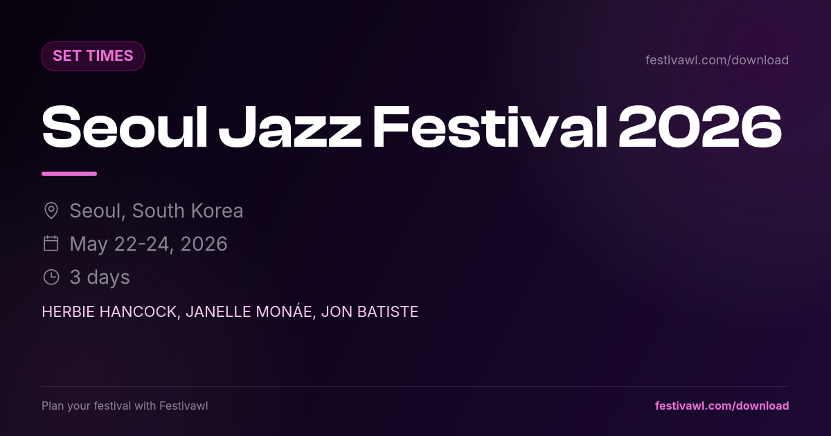 Seoul Jazz Festival – Set Times 2026