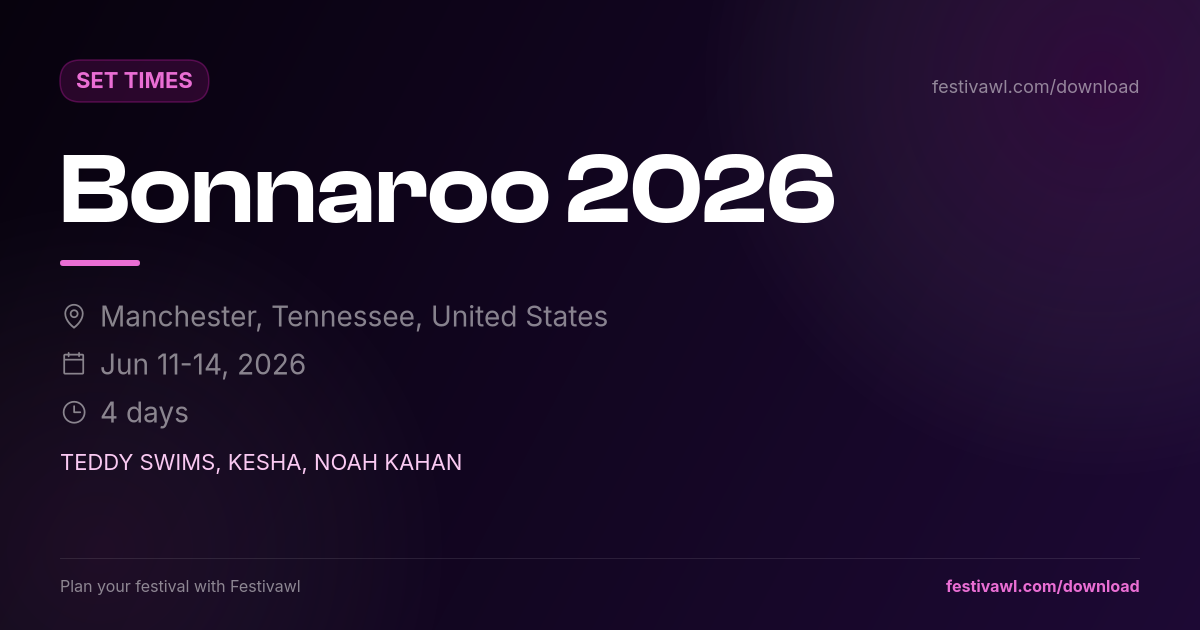 Bonnaroo – Set Times 2026