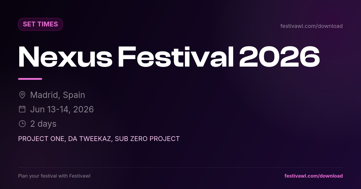Nexus Festival – Set Times 2026