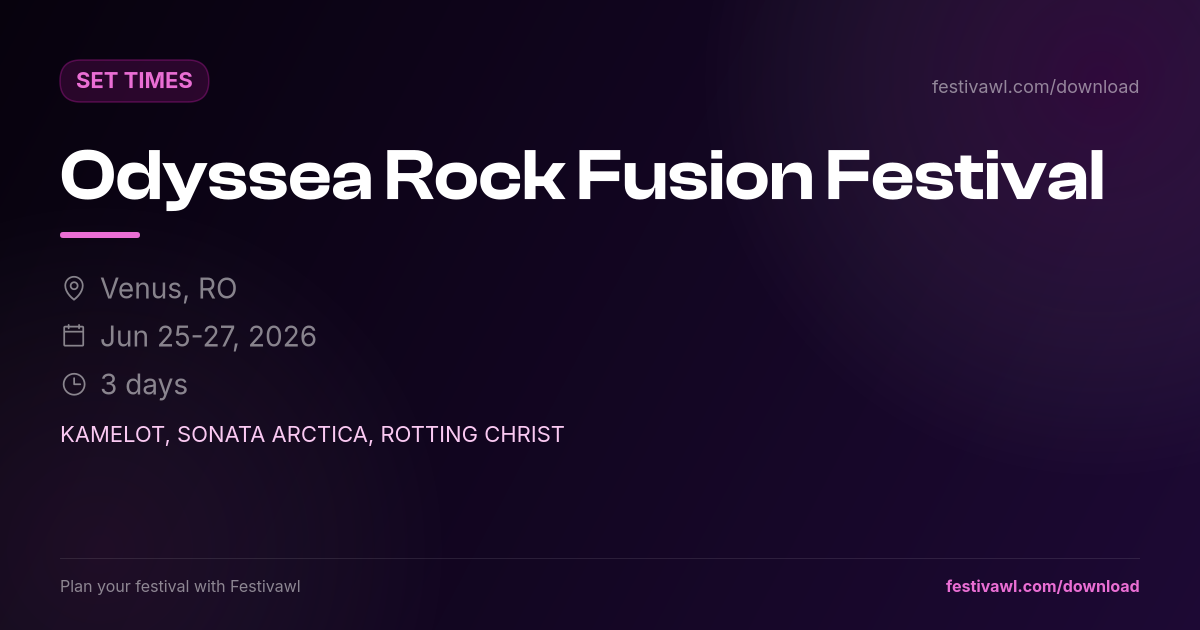Odyssea Rock Fusion Festival – Set Times 2026