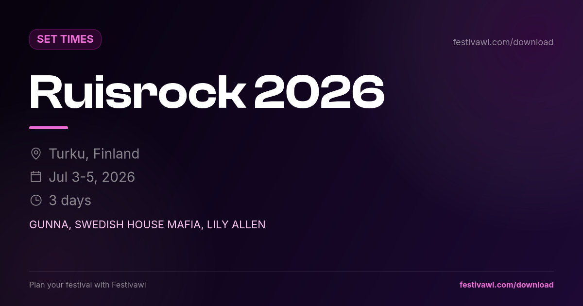Ruisrock – Set Times 2026