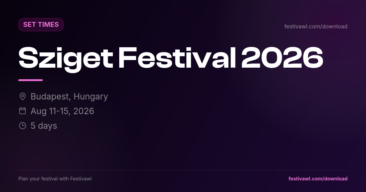 Sziget Festival – Set Times 2026