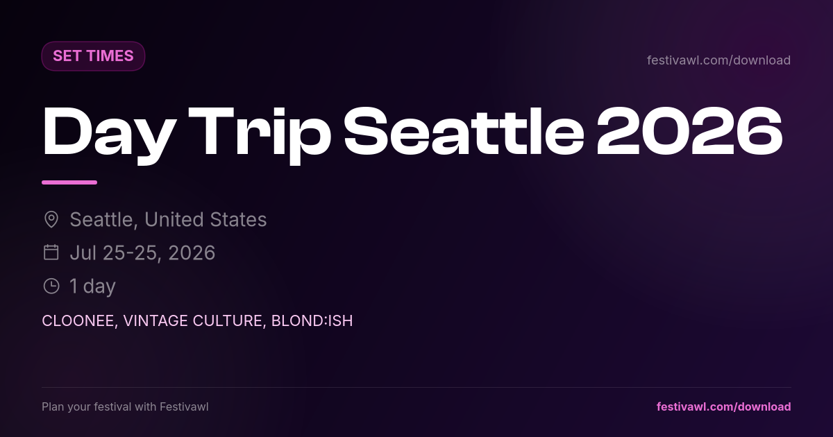 Day Trip Seattle – Set Times 2026