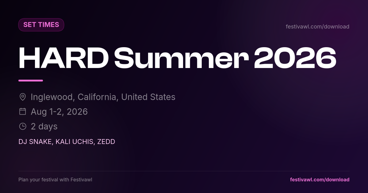 HARD Summer – Set Times 2026