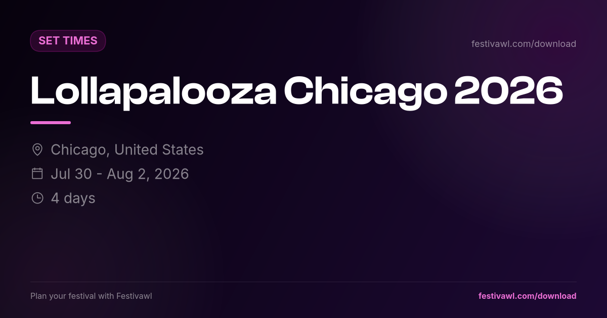 Lollapalooza Chicago – Set Times 2026