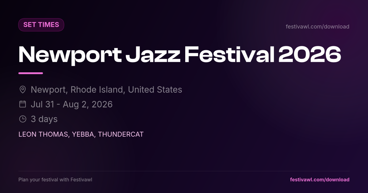 Newport Jazz Festival – Set Times 2026