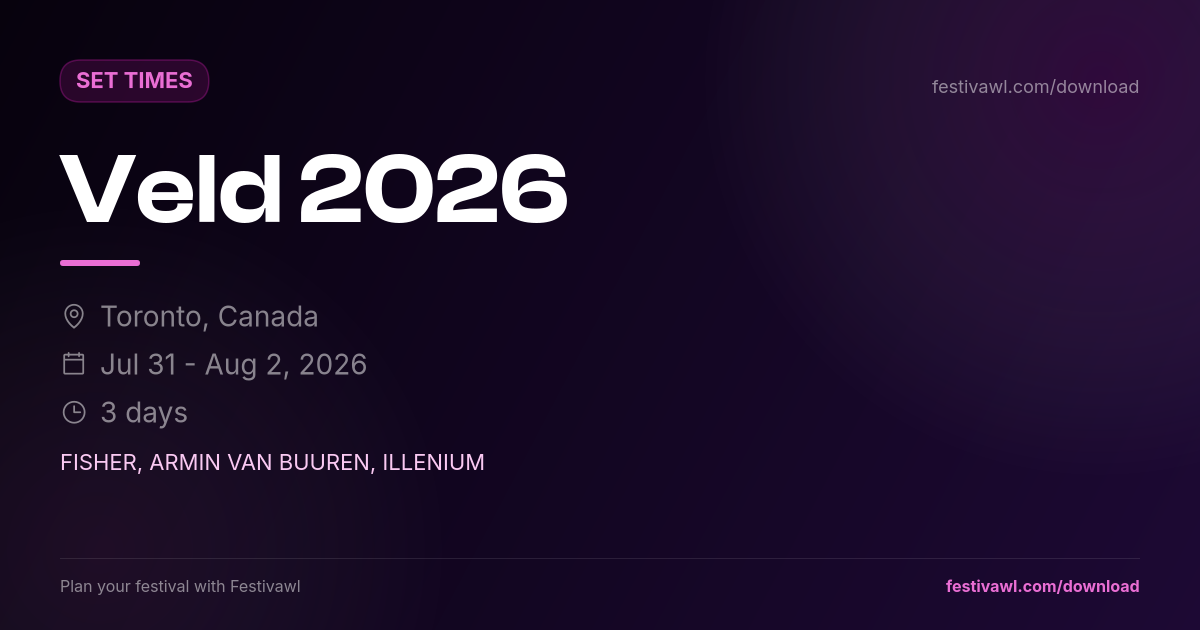 Veld – Set Times 2026