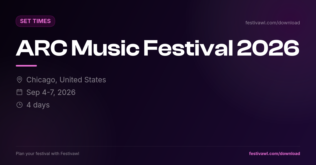 ARC Music Festival – Set Times 2026