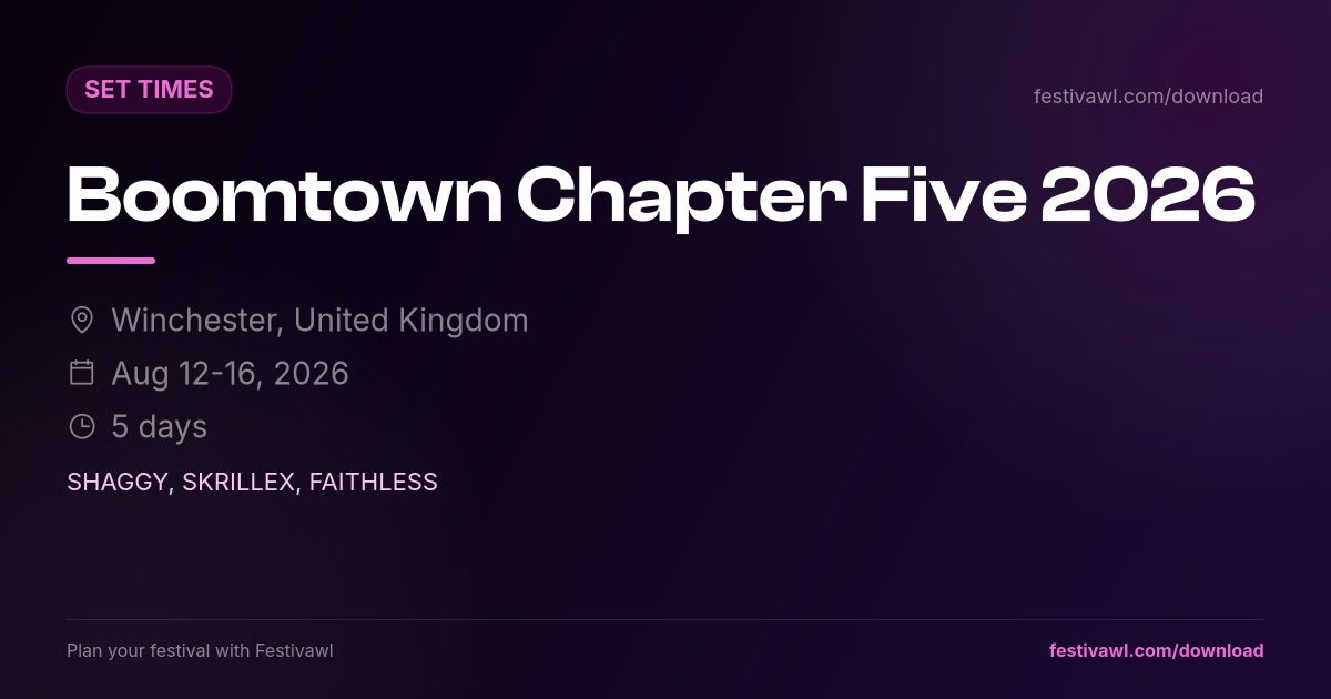 Boomtown Chapter Five – Set Times 2026