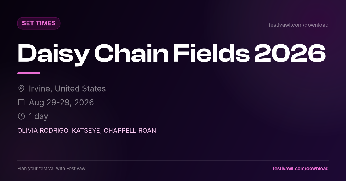 Daisy Chain Fields – Set Times 2026