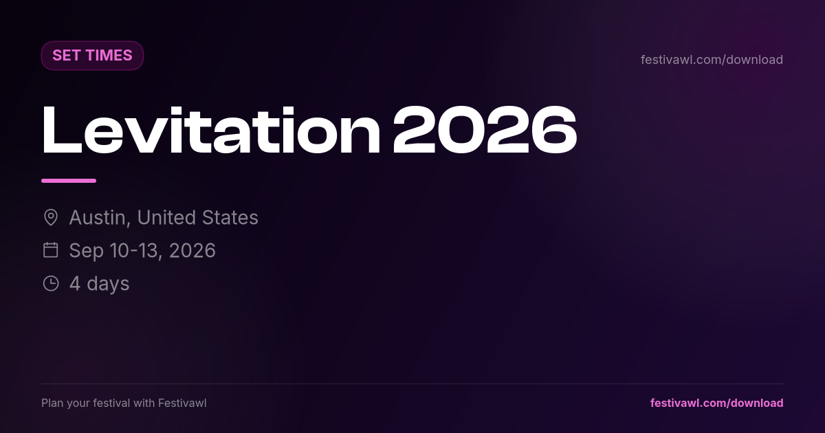 Levitation – Set Times 2026