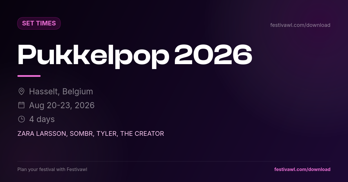 Pukkelpop – Set Times 2026