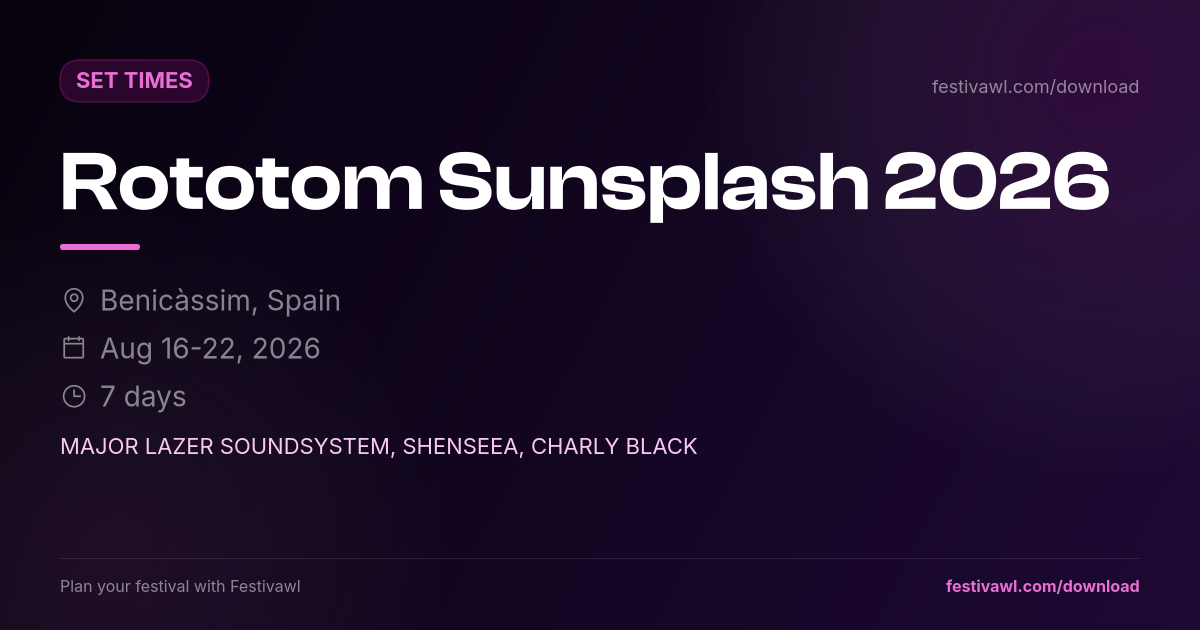 Rototom Sunsplash – Set Times 2026