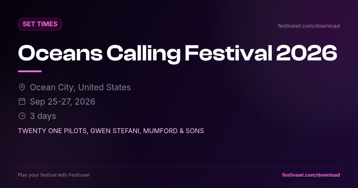 Oceans Calling Festival – Set Times 2026