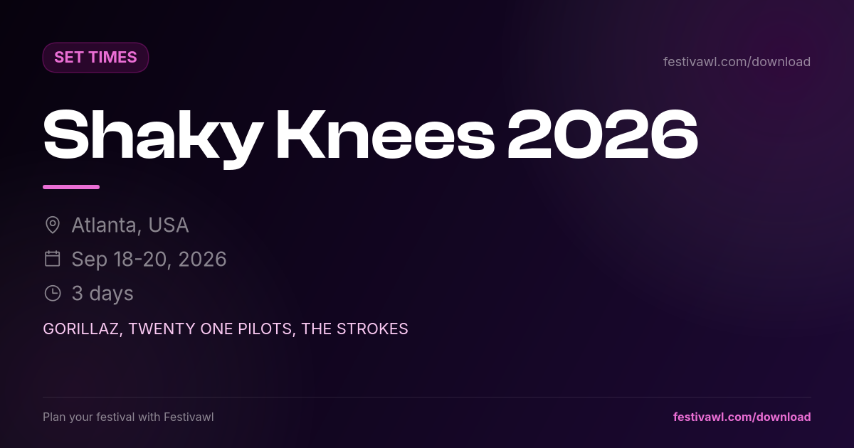 Shaky Knees – Set Times 2026