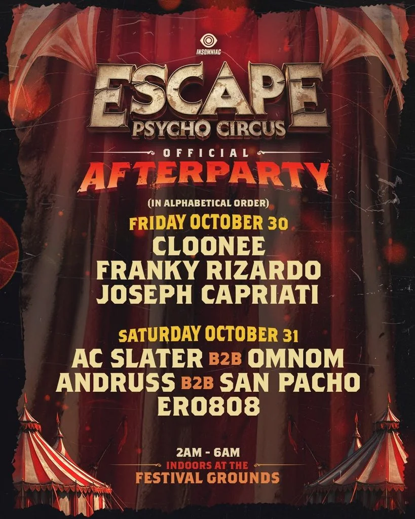 Escape Psycho Circus Afterparty Lineup